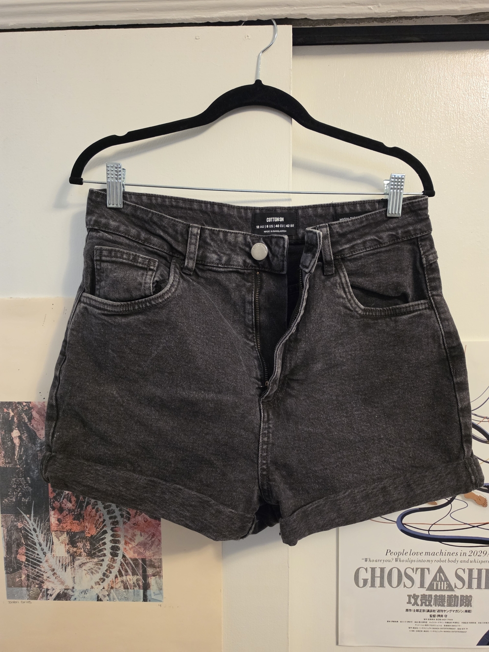 Cotton On Washed Black High-Rise Denim Shorts